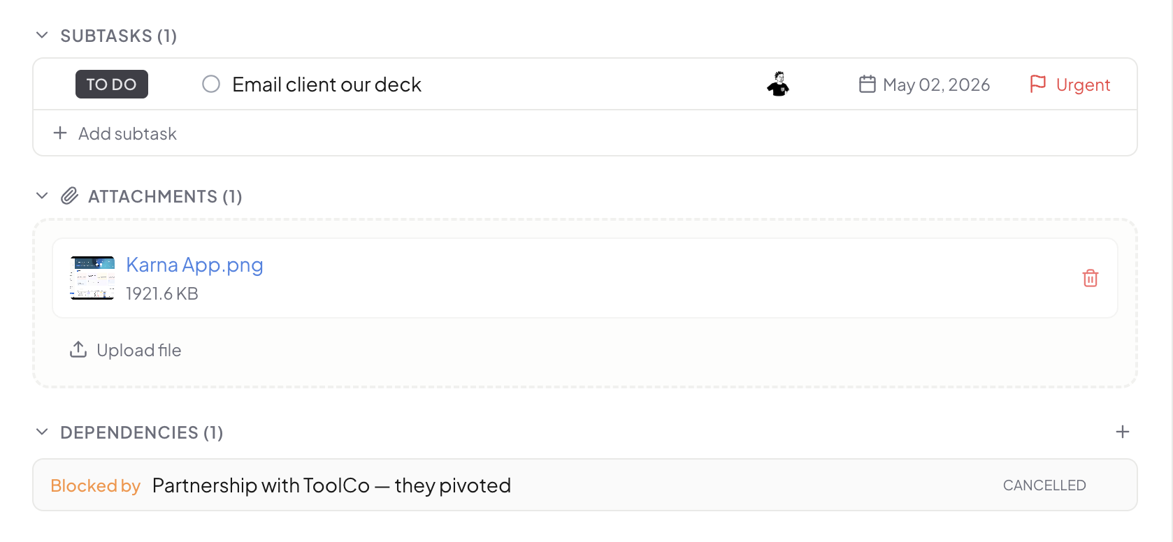 Subtasks & Deps